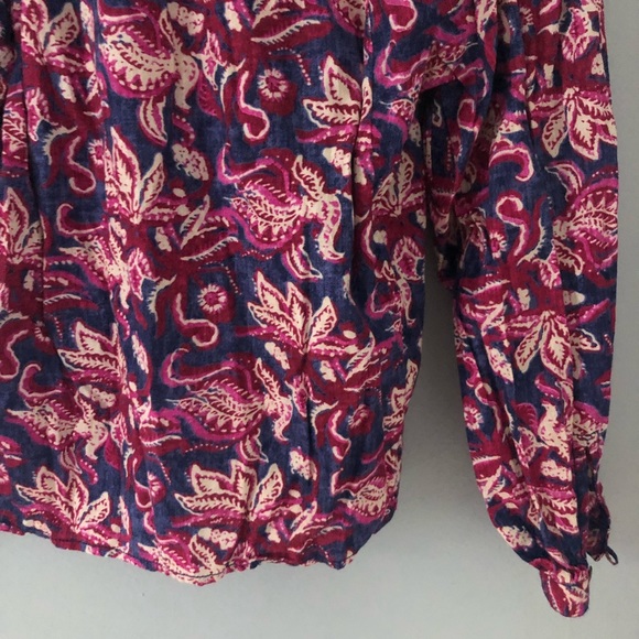 Pilcro Anthropologie Lucille Floral Button Front Tie Peasant Blouse XS N… - Picture 12 of 12